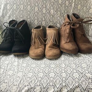 Women's Black and Tan Suede Ankle Boots